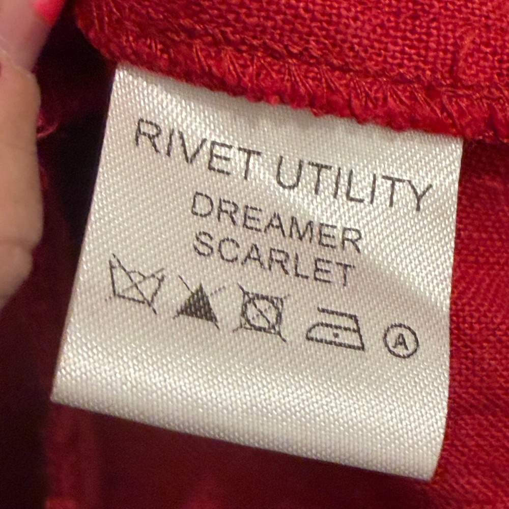 Rivet Utility Dreamer Scarlet Red 100% Linen Short Sleeve Romper Jumpsuit L USA - Picture 6 of 8
